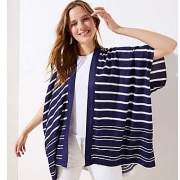 LOFT Maritime Stripe Kimono - Size M/L - Soft with Fabulous Drape - Picture 2 of 8